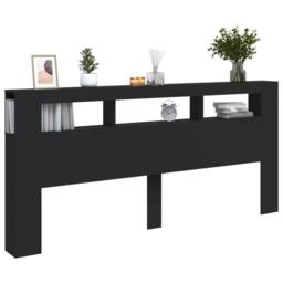 Berkfield Home LED Headboard Black 220x18.5x103.5 cm Engineered Wood - thumbnail 5