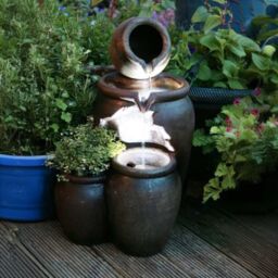 Primrose Earthenware 3-Tier Honey Pot Water Feature & Planter with Lights 50cm in Dark Grey - thumbnail 3