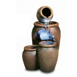 Primrose Earthenware 3-Tier Honey Pot Water Feature & Planter with Lights 50cm in Dark Grey - thumbnail 1