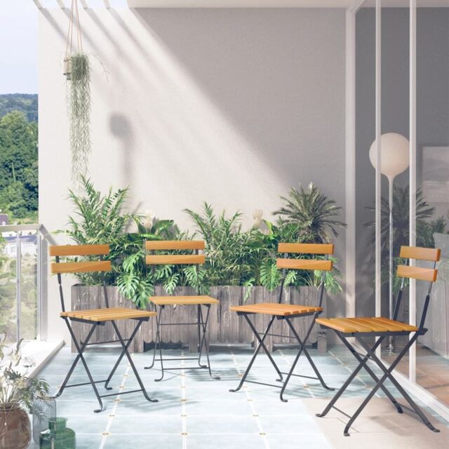 Berkfield Home Folding Bistro Chair 4 pcs Solid Acacia Wood in Brown - image 1