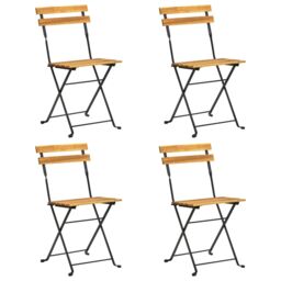 Berkfield Home Folding Bistro Chair 4 pcs Solid Acacia Wood in Brown - thumbnail 2