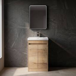 Balterley Chartley 2 Door Vanity Unit, Thin-Edge Basin, 500mm, Autumn Oak in Brown - thumbnail 6