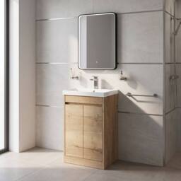 Balterley Chartley 2 Door Vanity Unit, Thin-Edge Basin, 500mm, Autumn Oak in Brown - thumbnail 2
