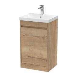Balterley Chartley 2 Door Vanity Unit, Thin-Edge Basin, 500mm, Autumn Oak in Brown - thumbnail 1
