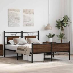 Berkfield Home Bed Frame Frame Brown Oak 150x200 cm King Size Wood - thumbnail 5