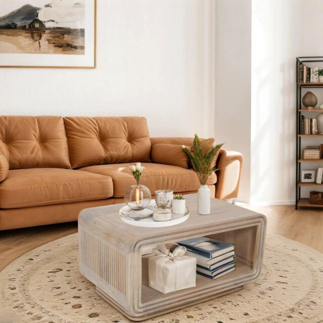 IH Design Paloma Carved Mango Wood Coffee Table in Brown - image 1