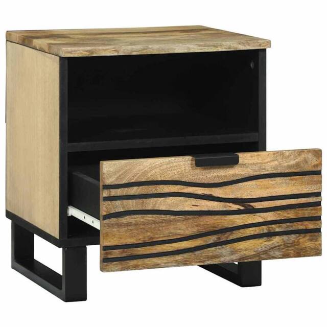 Berkfield Home Bedside Cabinet - 40 x 33 x 46 cm, Solid Mango Wood in Brown - Size: 40 x 33 x 46 cm - image 1