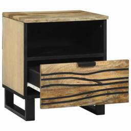 Berkfield Home Bedside Cabinet - 40 x 33 x 46 cm, Solid Mango Wood in Brown - Size: 40 x 33 x 46 cm - thumbnail 1