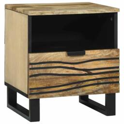 Berkfield Home Bedside Cabinet - 40 x 33 x 46 cm, Solid Mango Wood in Brown - Size: 40 x 33 x 46 cm - thumbnail 2