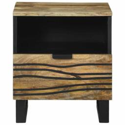 Berkfield Home Bedside Cabinet - 40 x 33 x 46 cm, Solid Mango Wood in Brown - Size: 40 x 33 x 46 cm - thumbnail 3