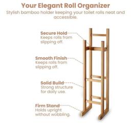 EONLION Bamboo Tissue Paper Roll Holder in Brown - thumbnail 3