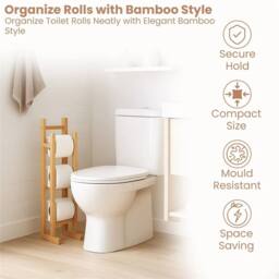 EONLION Bamboo Tissue Paper Roll Holder in Brown - thumbnail 4
