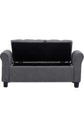 Garden Sanctuary Linen Splayed Armrest Storage Ottoman Bench Chaise in Dark Grey - thumbnail 5