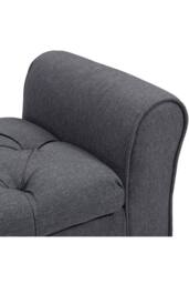 Garden Sanctuary Linen Splayed Armrest Storage Ottoman Bench Chaise in Dark Grey - thumbnail 9