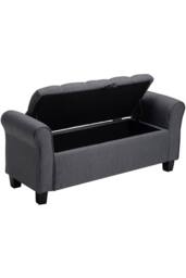 Garden Sanctuary Linen Splayed Armrest Storage Ottoman Bench Chaise in Dark Grey - thumbnail 6