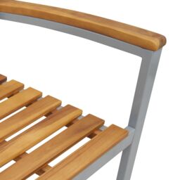 Berkfield Home Stackable Garden Chair Grey, Brown Steel, Wood Standard Size in Grey - thumbnail 8
