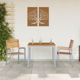 Berkfield Home Stackable Garden Chair Grey, Brown Steel, Wood Standard Size in Grey - thumbnail 3
