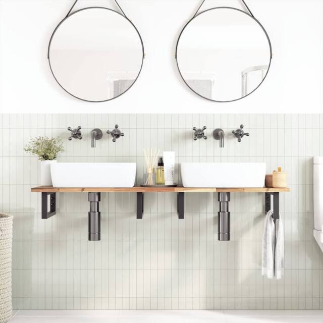 Berkfield Home Bathroom Vanity Top Untreated 160x40x2 cm Solid Wood Acacia in Brown - Size: 160 x 40 x 2 cm - image 1