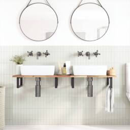 Berkfield Home Bathroom Vanity Top Untreated 160x40x2 cm Solid Wood Acacia in Brown - Size: 160 x 40 x 2 cm - thumbnail 1