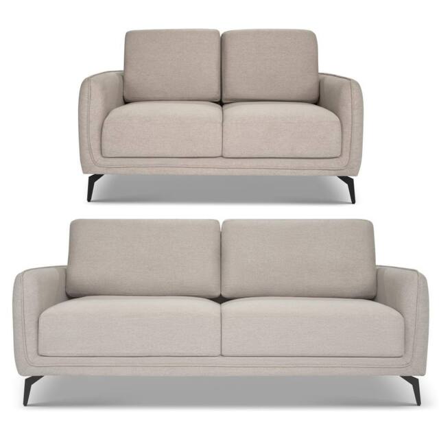 Bravich LTD Brixton Fabric Sofa Modern Scandinavian Living Room Settee in Cream - Size: 2 Pack - image 1