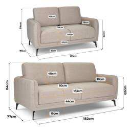 Bravich LTD Brixton Fabric Sofa Modern Scandinavian Living Room Settee in Cream - Size: 2 Pack - thumbnail 9