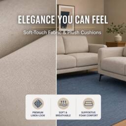 Bravich LTD Brixton Fabric Sofa Modern Scandinavian Living Room Settee in Cream - Size: 2 Pack - thumbnail 6
