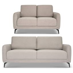 Bravich LTD Brixton Fabric Sofa Modern Scandinavian Living Room Settee in Cream - Size: 2 Pack