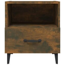 Berkfield Home Bedside Cabinets 2 pcs Smoked Oak Engineered Wood in Brown - thumbnail 4