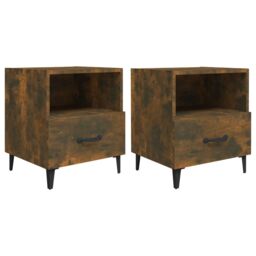 Berkfield Home Bedside Cabinets 2 pcs Smoked Oak Engineered Wood in Brown - thumbnail 2