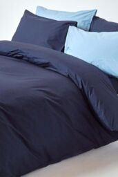 Homescapes Egyptian Cotton Duvet Cover with Pillowcase, 200 TC in Navy - Size: Single - thumbnail 5