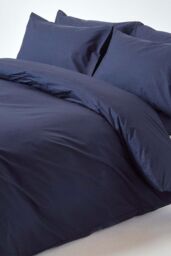 Homescapes Egyptian Cotton Duvet Cover with Pillowcase, 200 TC in Navy - Size: Single - thumbnail 1