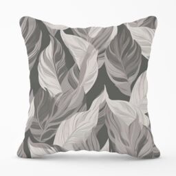 Warren Reed - Designer Grey Floral Leaves Outdoor Cushion - Size: 60 cm x 60 cm - thumbnail 1