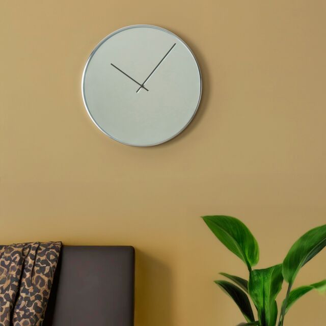 Orsina Mirror Face Wall Clock, Slim Rose Gold Case With Reflective Dial & Black Hands, Analogue Clock For Bedroom in Silver - image 1
