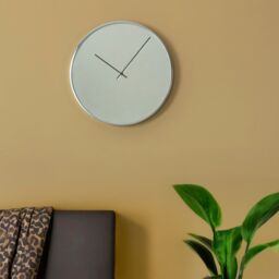 Orsina Mirror Face Wall Clock, Slim Rose Gold Case With Reflective Dial & Black Hands, Analogue Clock For Bedroom in Silver