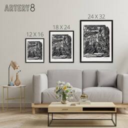 "Artery8 Winter in Hampden Black White Landscape Nash Framed Canvas Wall Art - Size: W12"" x H16""" - thumbnail 4