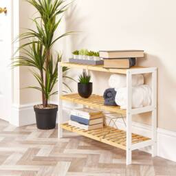 Keplin 3-Tier Bamboo Shoe Rack - Wooden Shoe Organiser with Large Capacity in Natural White - thumbnail 7
