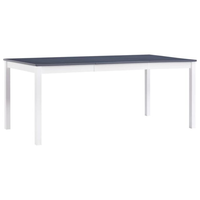 Berkfield Home Dining Table White & Grey 180x90x73 cm Pinewood - Size: 180 x 90 x 73 cm - image 1