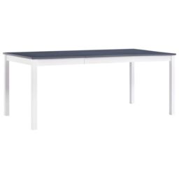Berkfield Home Dining Table White & Grey 180x90x73 cm Pinewood - Size: 180 x 90 x 73 cm