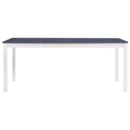 Berkfield Home Dining Table White & Grey 180x90x73 cm Pinewood - Size: 180 x 90 x 73 cm - thumbnail 2
