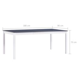 Berkfield Home Dining Table White & Grey 180x90x73 cm Pinewood - Size: 180 x 90 x 73 cm - thumbnail 6