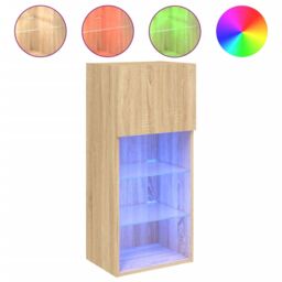 Berkfield Home TV Cabinet with LED Lights Sonoma Oak 40.5x30x90 cm in Brown - thumbnail 2