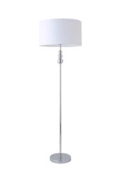 ValueLights Marissa Fabric Drum Shade with Chrome Stacked Ball Floor Lamp with LED Bulb in White - thumbnail 6