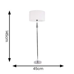 ValueLights Marissa Fabric Drum Shade with Chrome Stacked Ball Floor Lamp with LED Bulb in White - thumbnail 5
