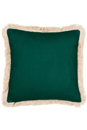 Paoletti Oromo Printed Geometric Fringed Cushion in Green - Size: 45 cm x 45 cm - thumbnail 2