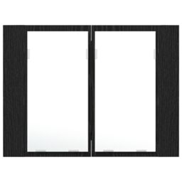 Berkfield Home LED Bathroom Mirror Cabinet Black Oak 60x12x45 cm Engineered Wood - Size: 60 x 12 x 45 cm - thumbnail 5