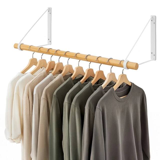 SPETLEK Wall Mounted Pipe Clothes Rail 1x in Natural - Size: Large - image 1