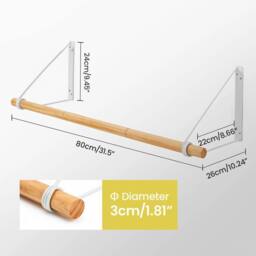SPETLEK Wall Mounted Pipe Clothes Rail 1x in Natural - Size: Large - thumbnail 5