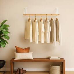 SPETLEK Wall Mounted Pipe Clothes Rail 1x in Natural - Size: Large - thumbnail 2