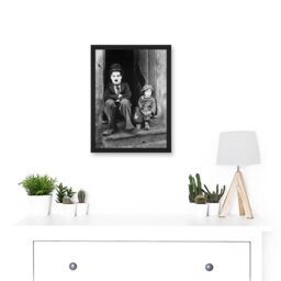 Artery8 Charlie Chaplin The Kid Photo Silent Movie Still A4 Artwork Framed Wall Art Print in Black - thumbnail 2
