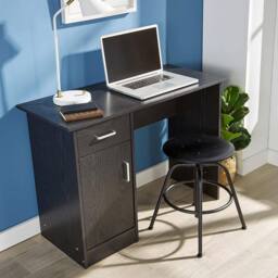Home Source Tyler Desk 1 Drawer 1 Door Compact Computer Workstation Home Office in Black - thumbnail 3